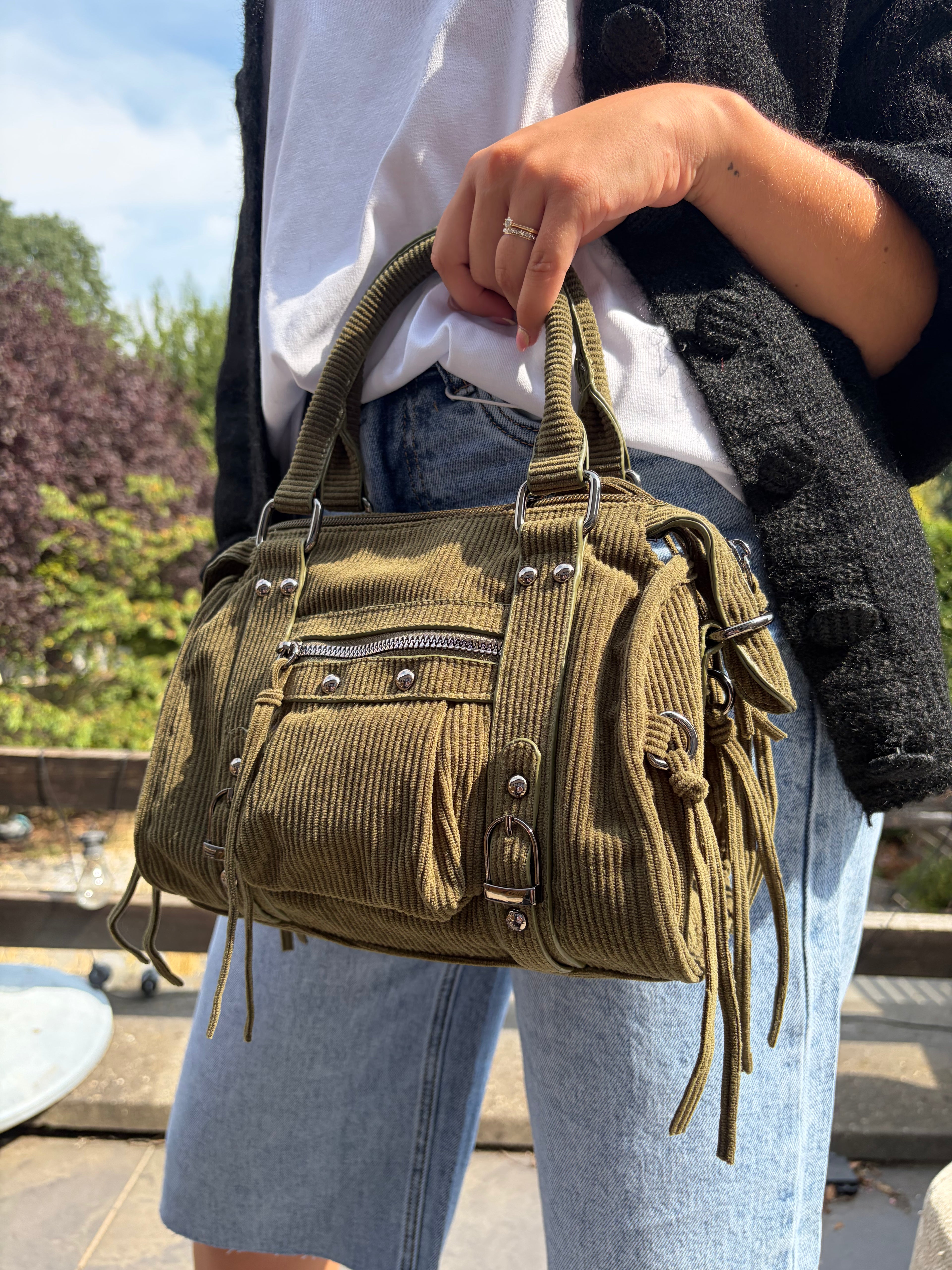 Sac à main velours côtélé - Kaki