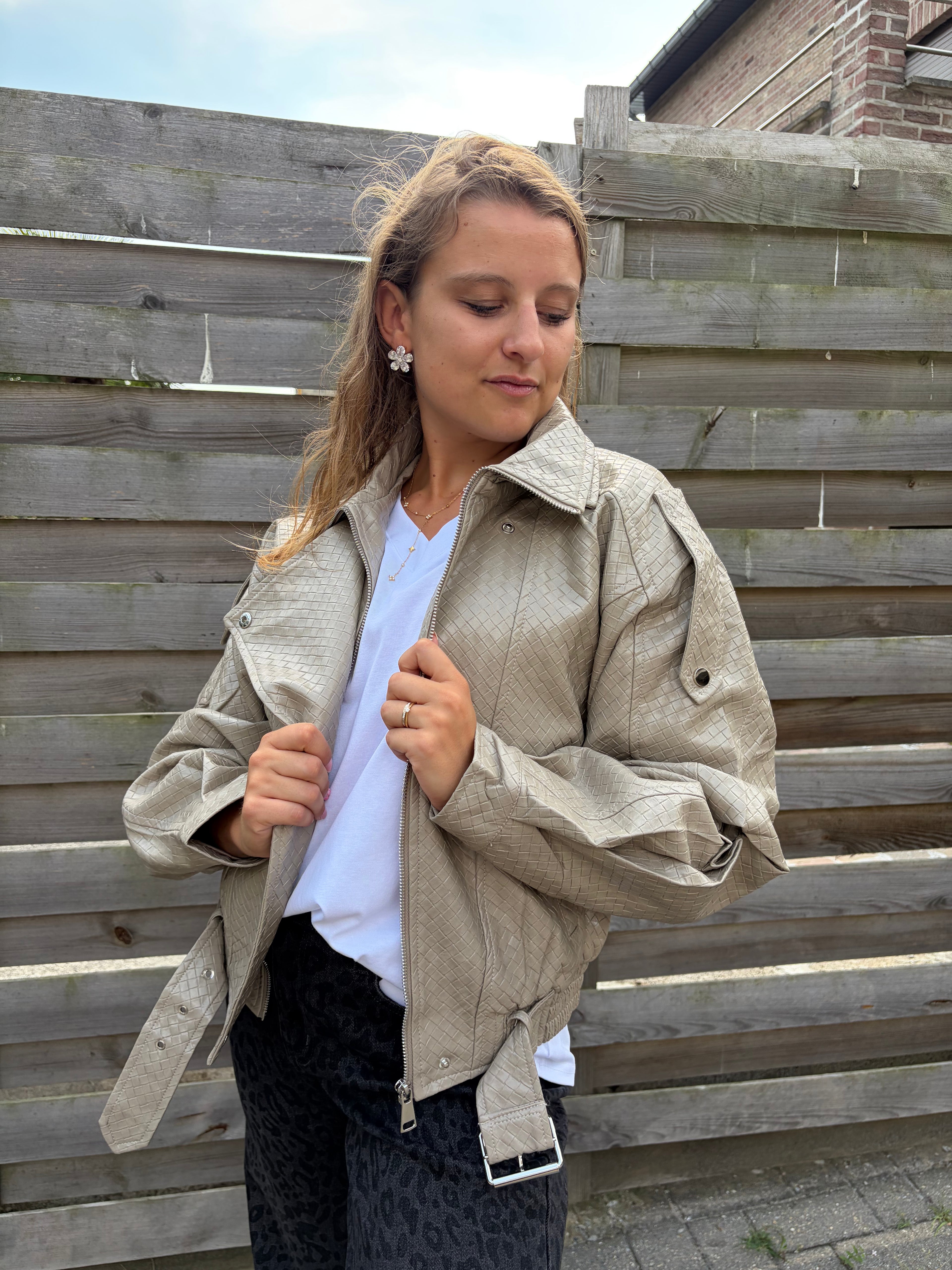 Veste en similicuir Alba - Beige