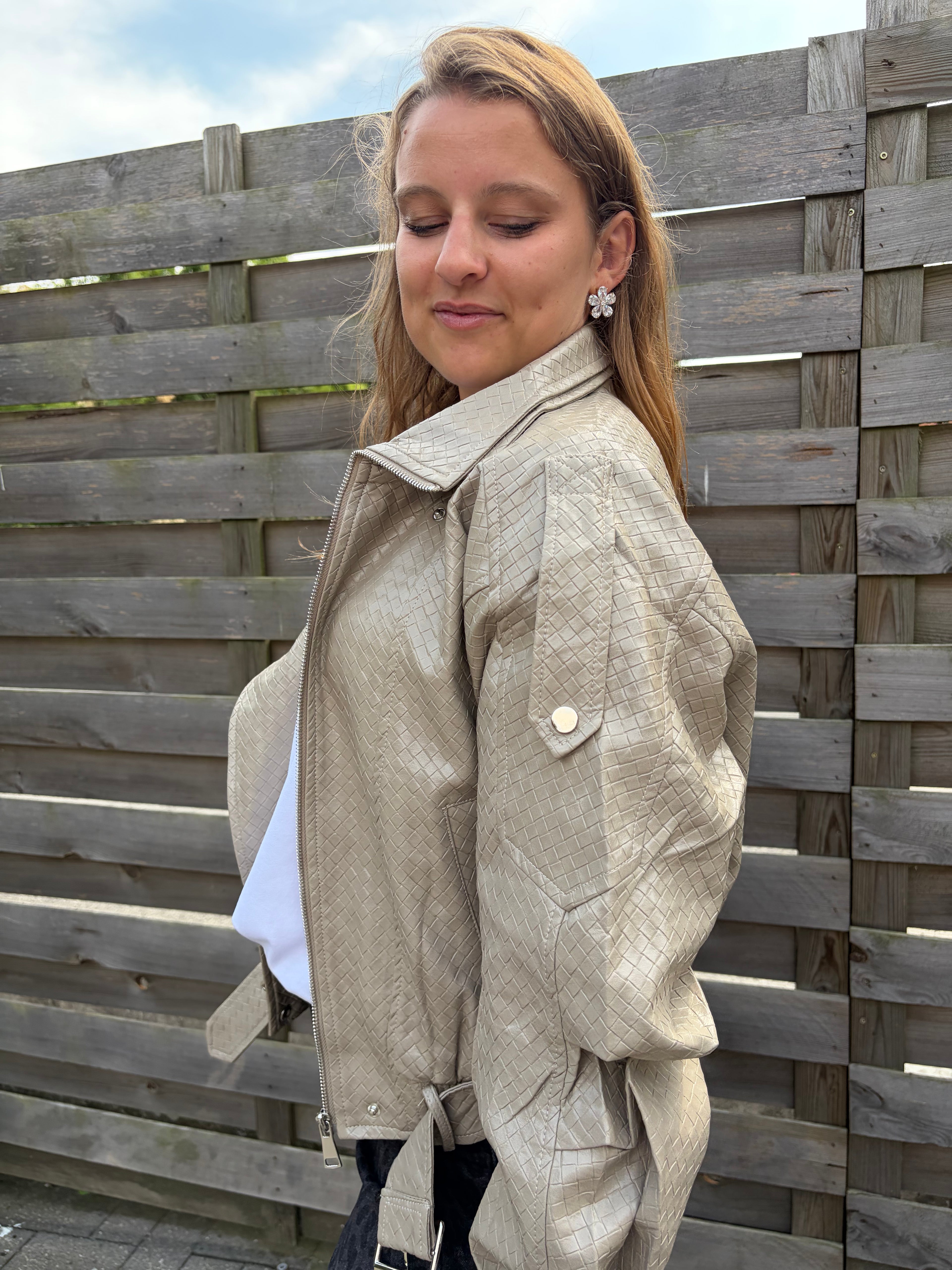 Veste en similicuir Alba - Beige
