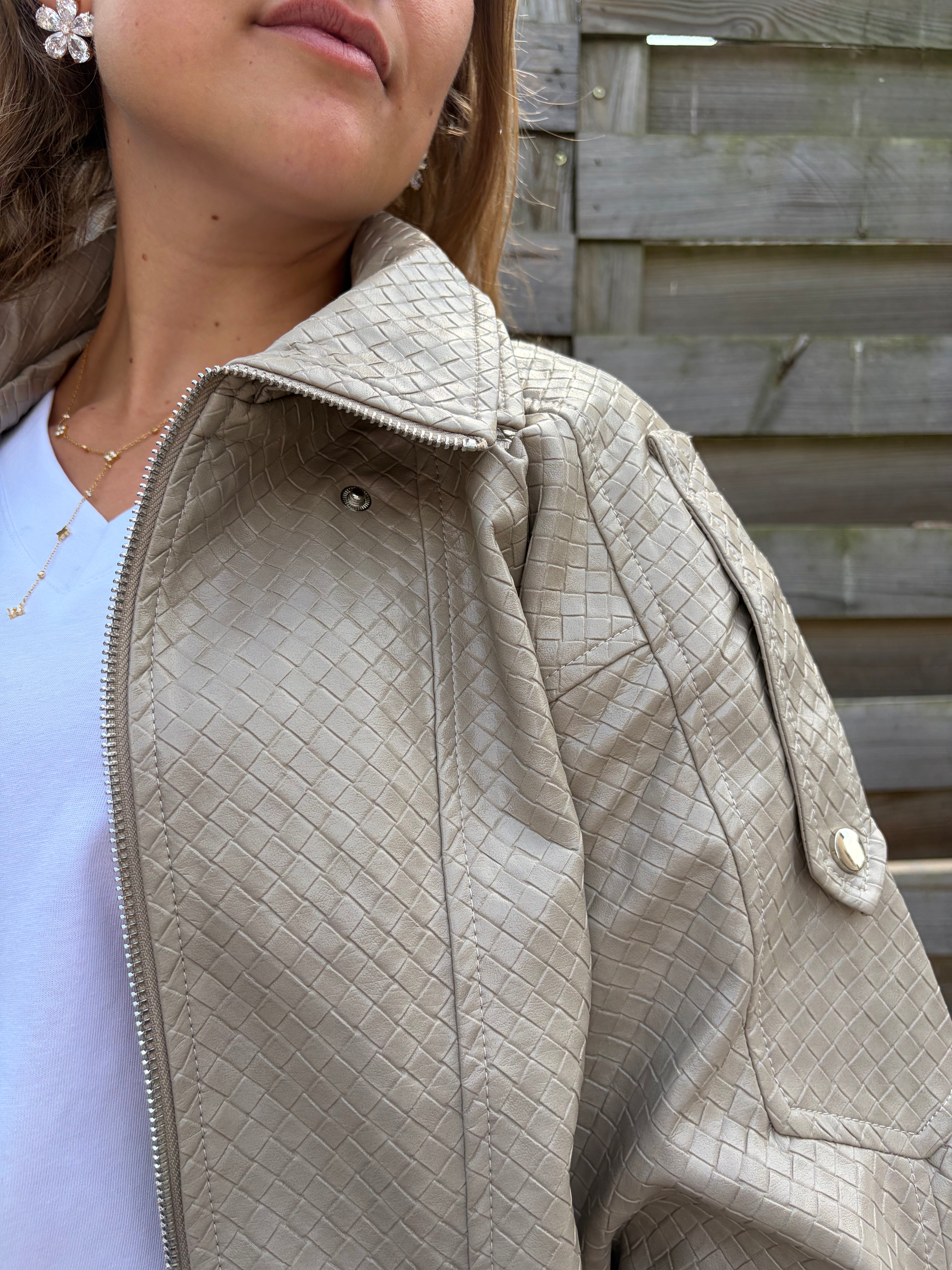 Veste en similicuir Alba - Beige