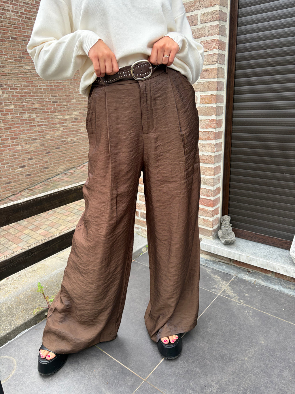 Pantalon satiné Céleste - Marron