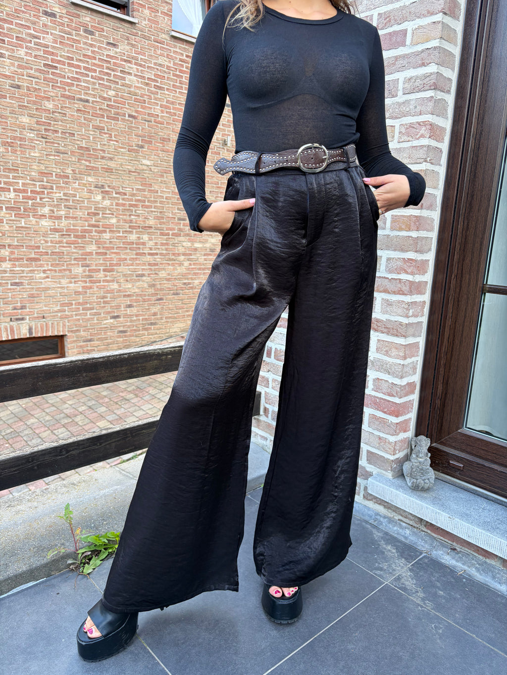 Pantalon satiné Céleste - Noir