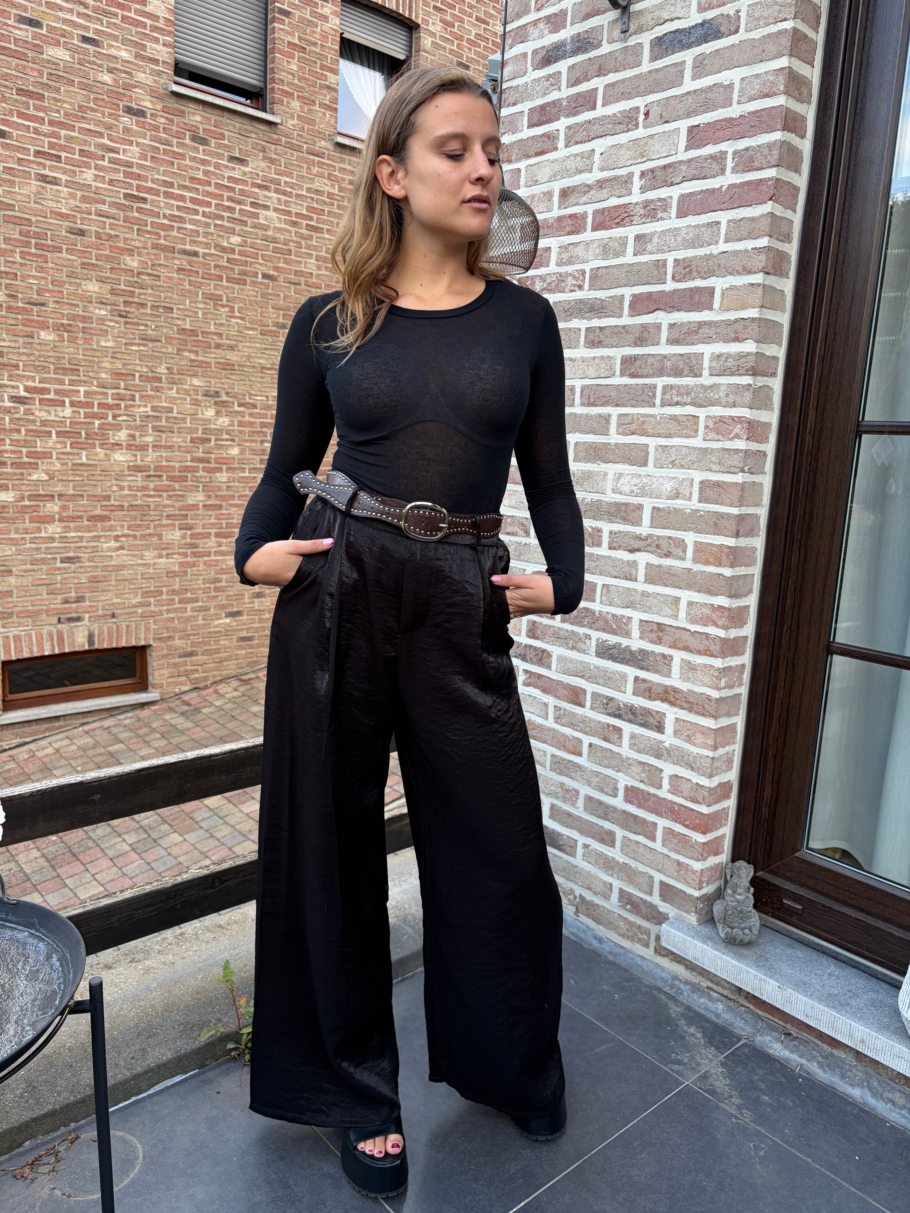 Pantalon satiné Céleste - Noir