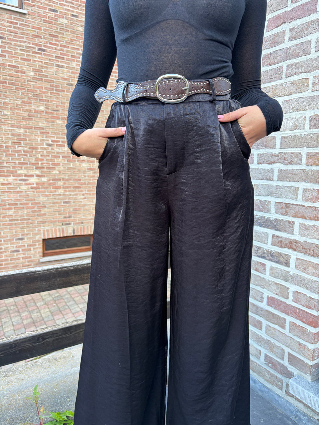 Pantalon satiné Céleste - Noir