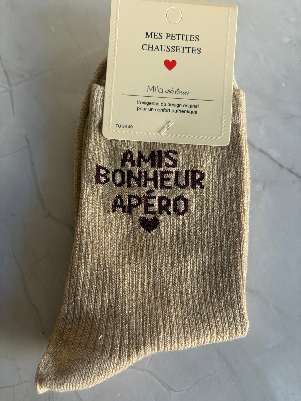 Chaussettes "Amis, bonheur, apéro" adulte
