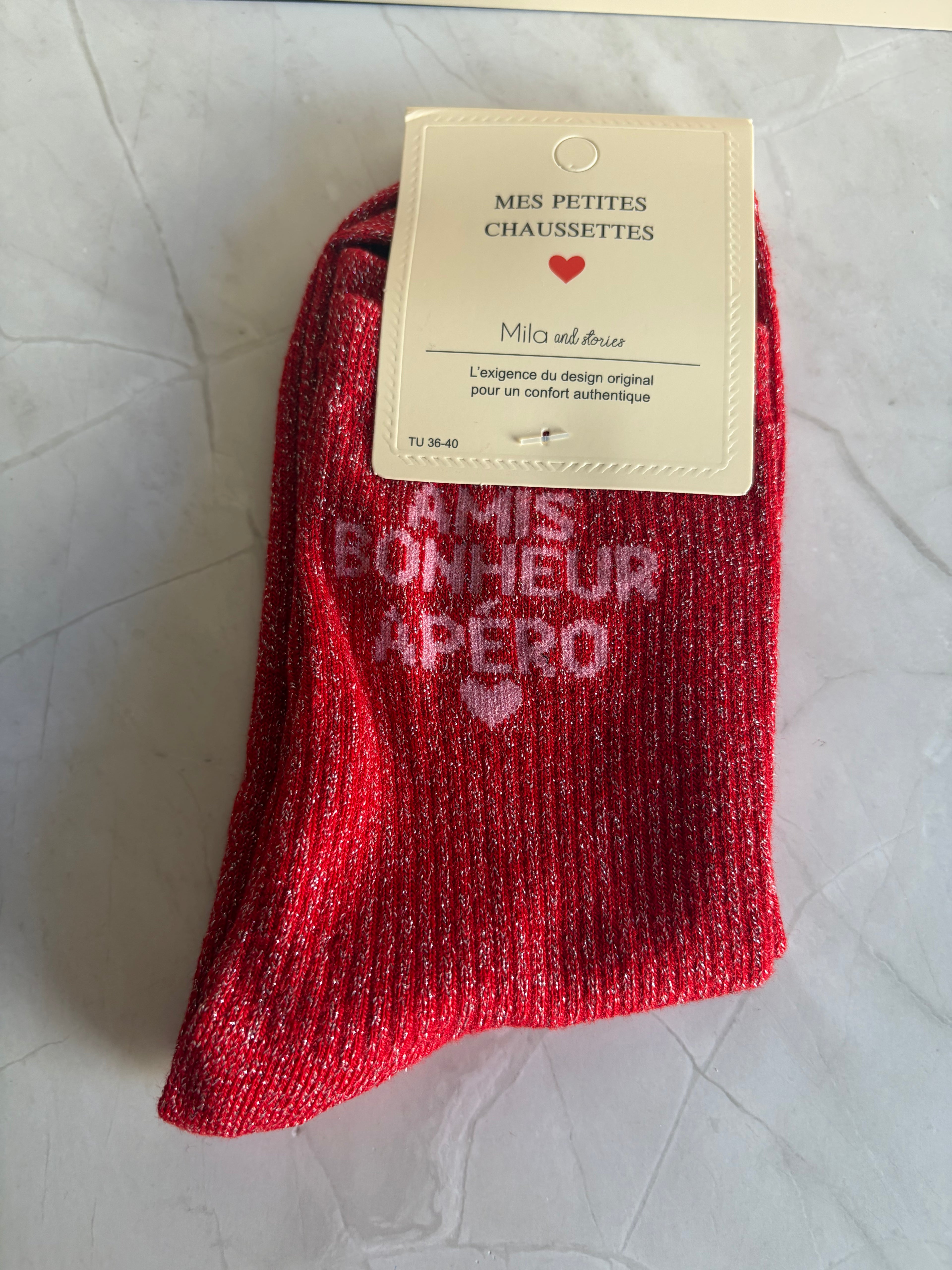 Chaussettes "Amis, bonheur, apéro" adulte