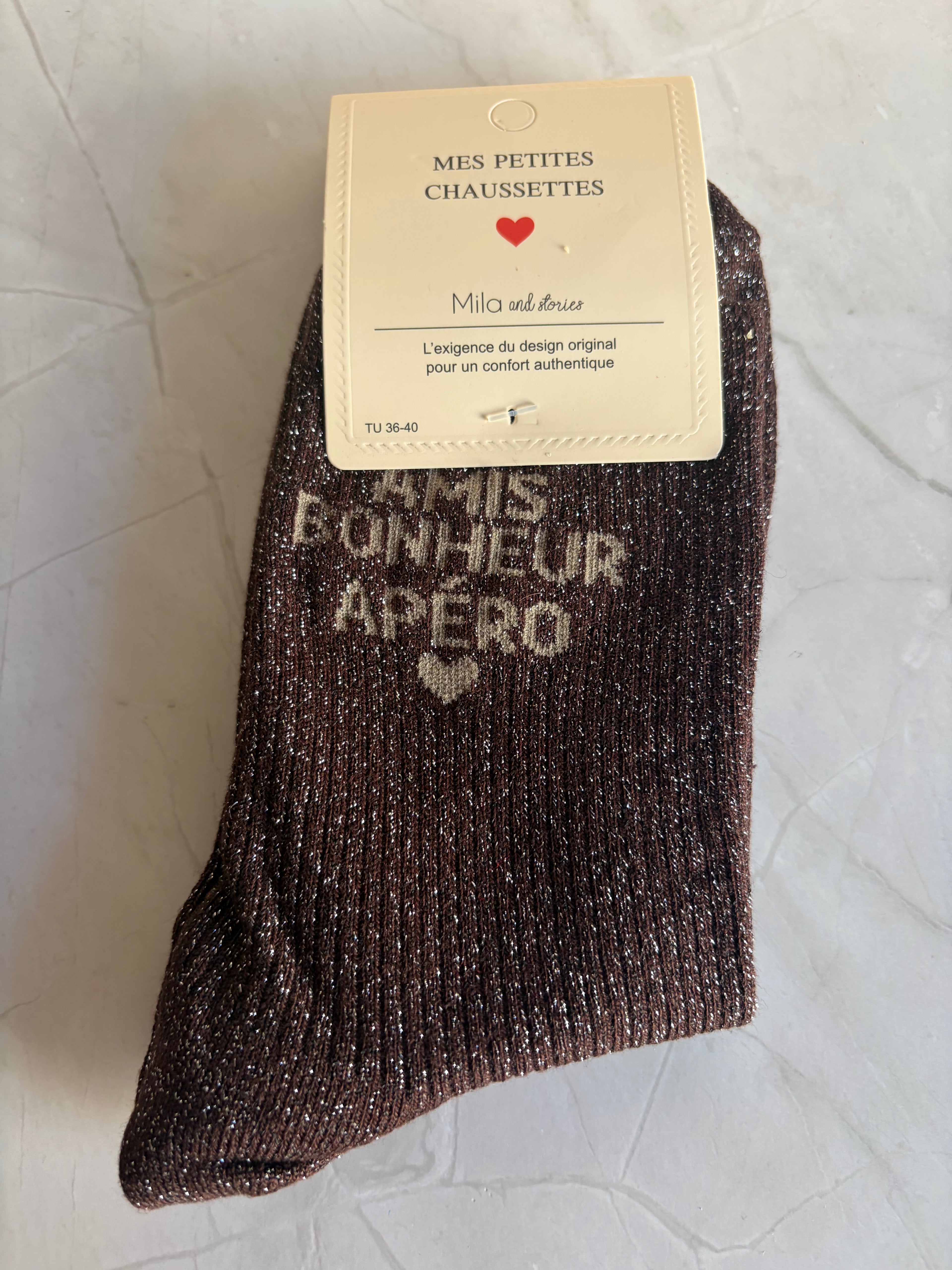 Chaussettes "Amis, bonheur, apéro" adulte