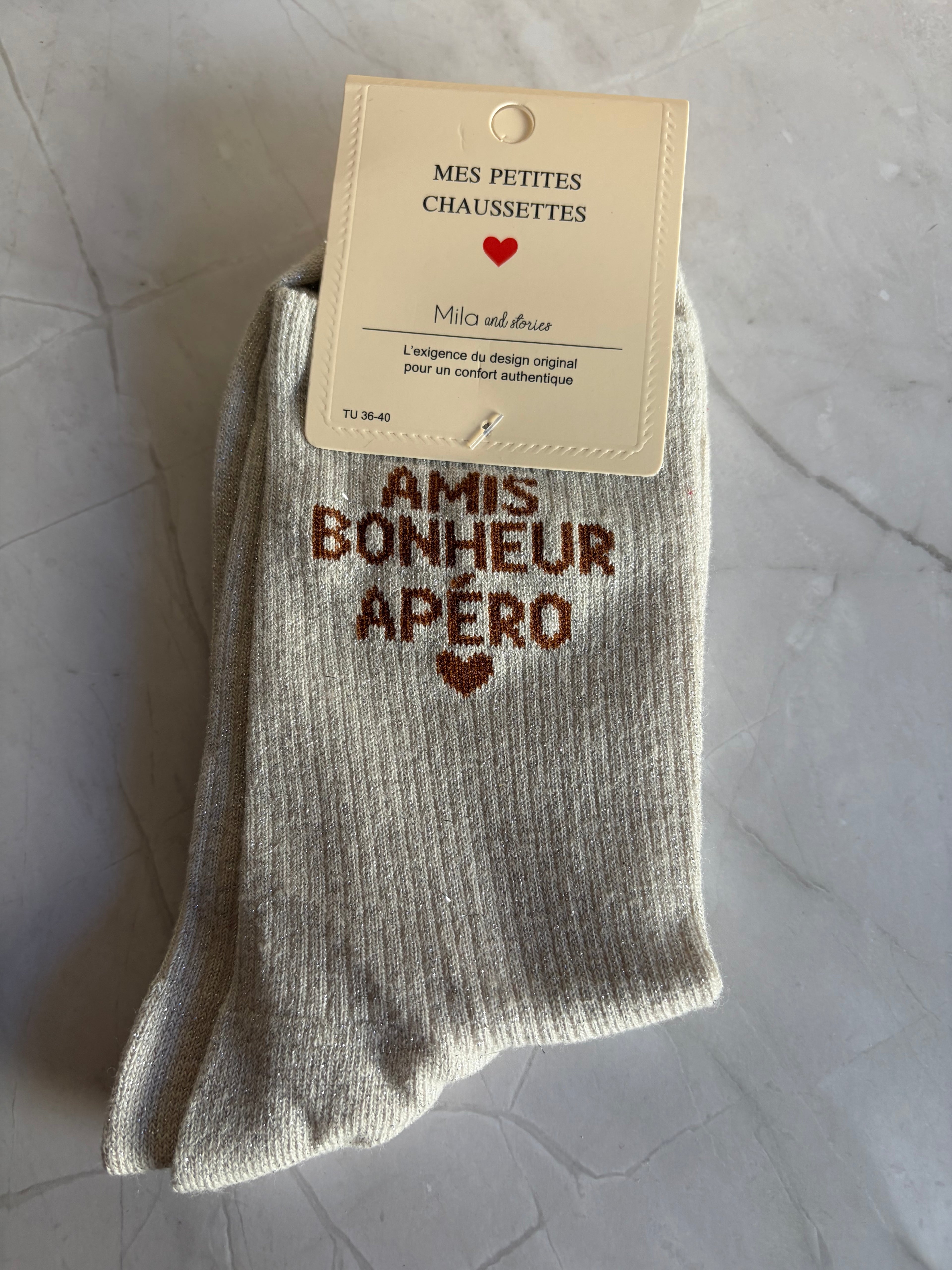 Chaussettes "Amis, bonheur, apéro" adulte